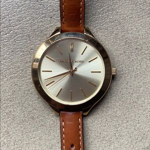 Michael Kors leather watch with gold face